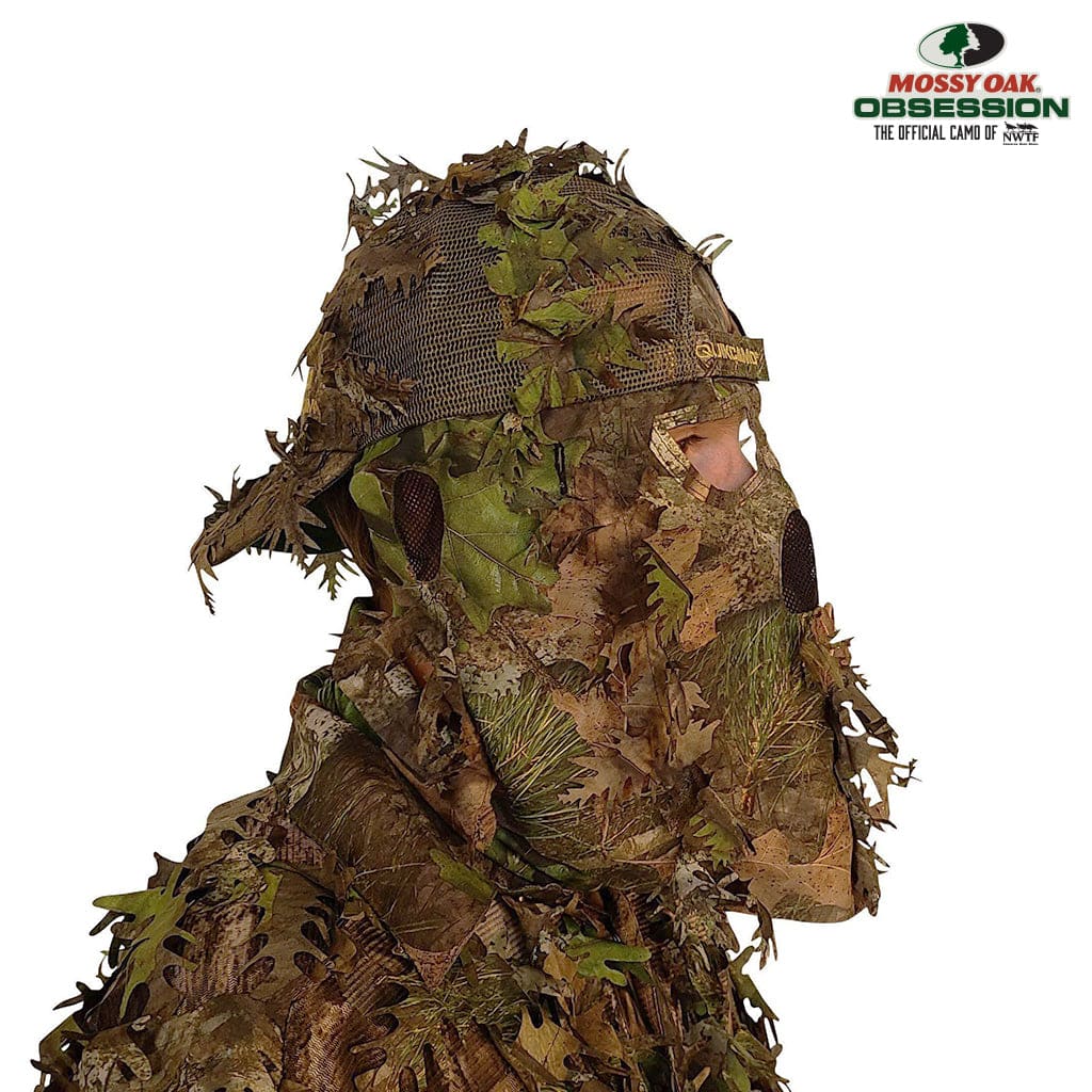 2-in-1 Leafy Camo Hat with Built-in Face Mask (MOSSY OAK & REALTREE Camo, Rear Model) by QuikCamo