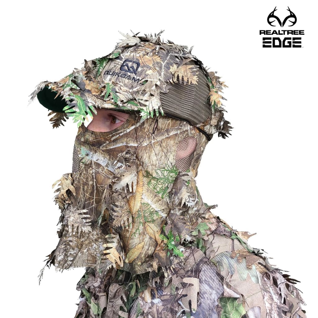 2-in-1 Leafy Cap + Face Mask in Mossy Oak & Realtree Camo (Adjustable, OSFM) by QuikCamo