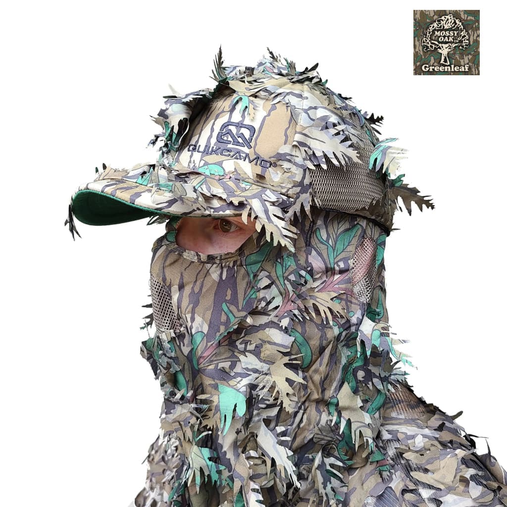 2-in-1 Leafy Cap + Face Mask in Mossy Oak & Realtree Camo (Adjustable, OSFM) by QuikCamo