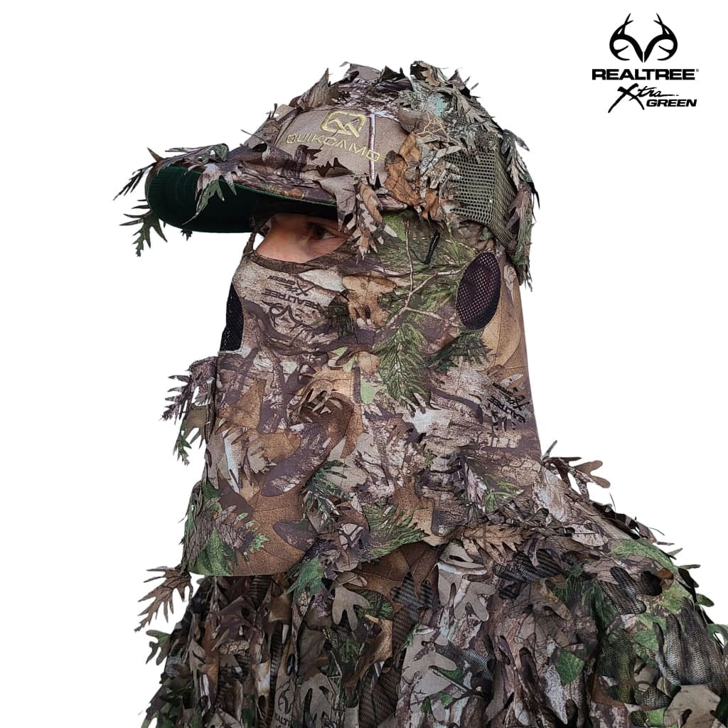 2-in-1 Leafy Cap + Face Mask in Mossy Oak & Realtree Camo (Adjustable, OSFM) by QuikCamo
