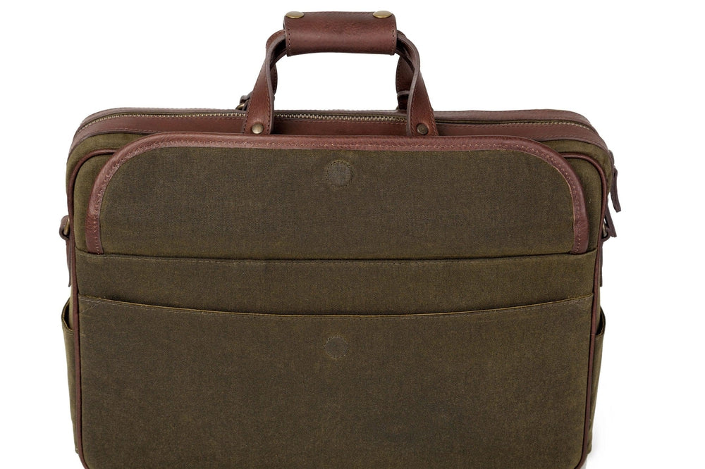 Campaign Waxed Canvas Briefcase by Mission Mercantile Leather Goods