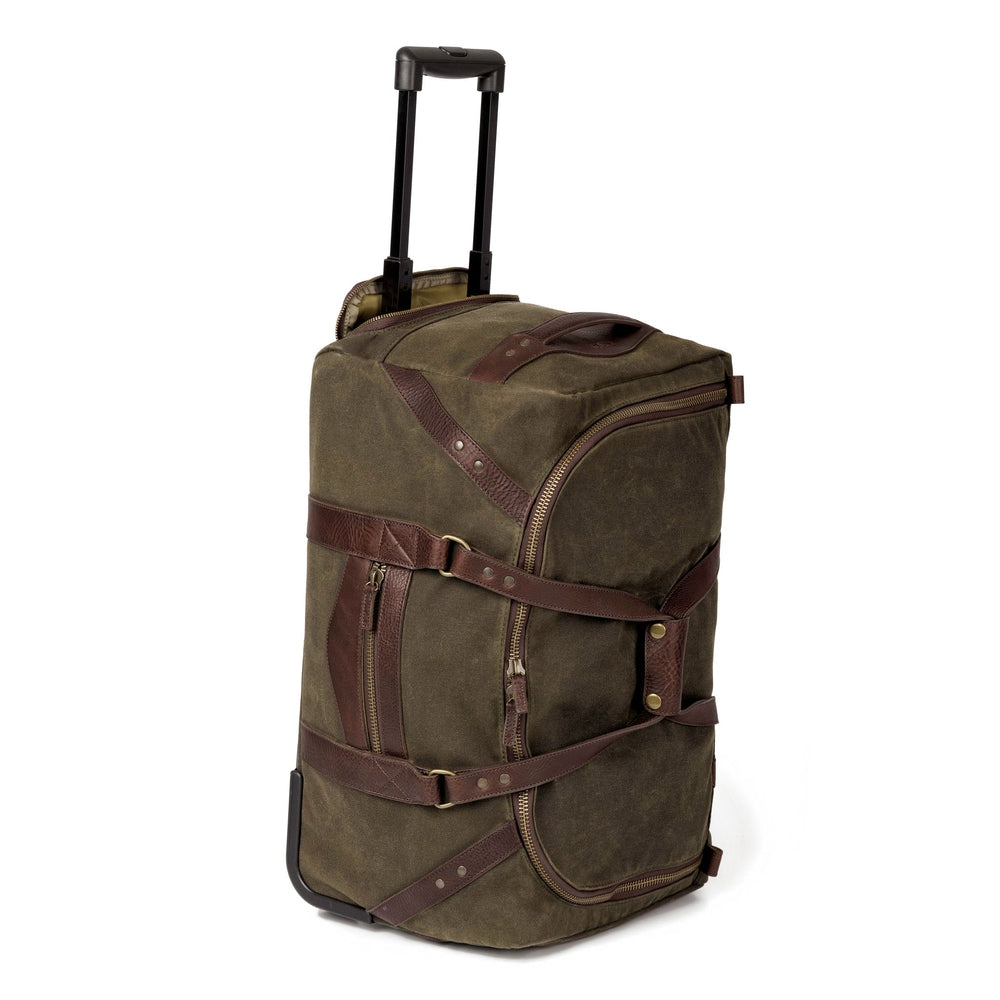 Campaign Waxed Canvas Rolling Carry-On Duffle Bag by Mission Mercantile Leather Goods