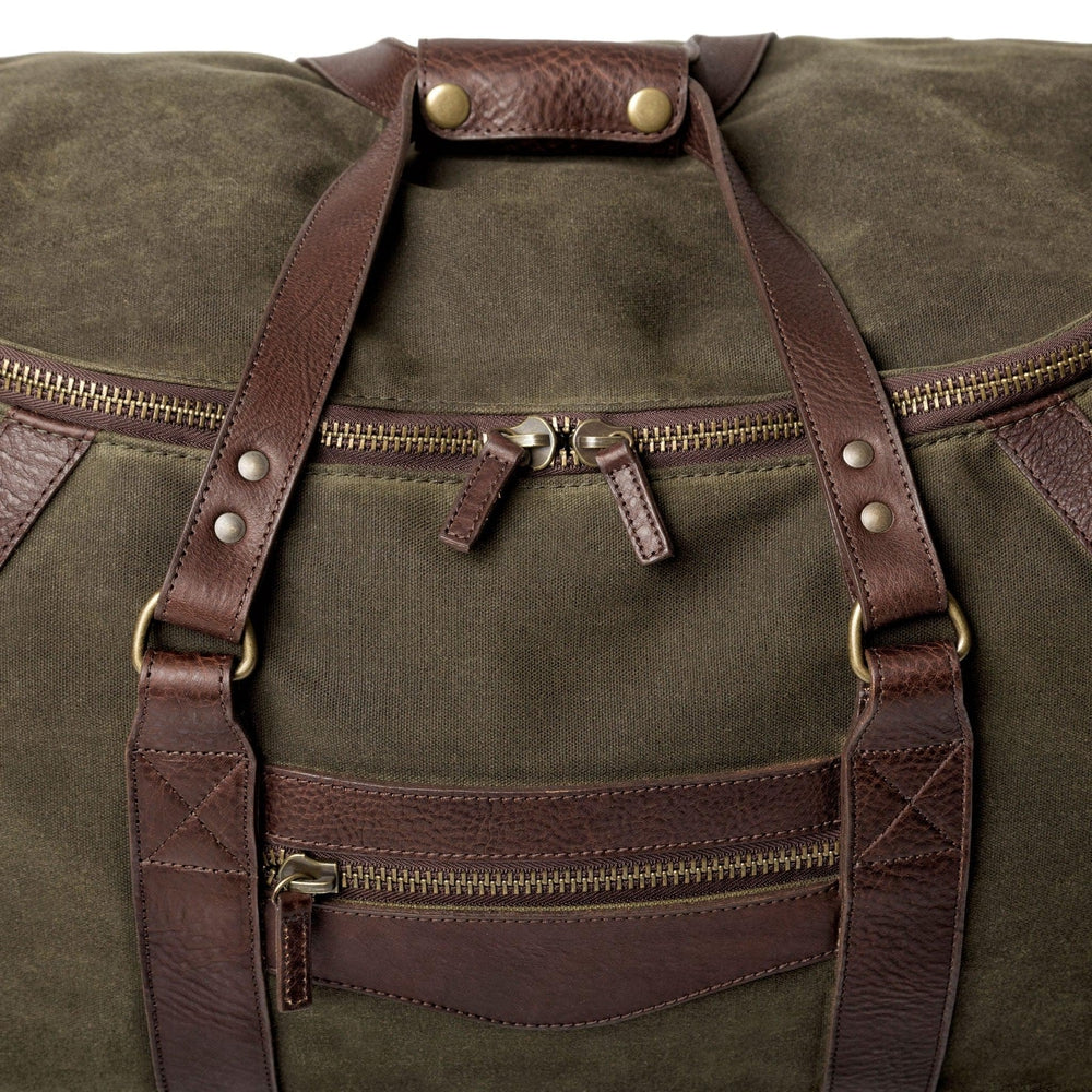 Campaign Waxed Canvas Rolling Carry-On Duffle Bag by Mission Mercantile Leather Goods