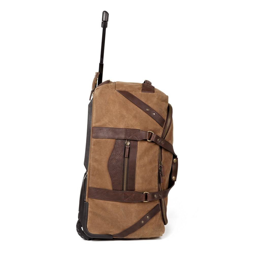 Campaign Waxed Canvas Rolling Carry-On Duffle Bag by Mission Mercantile Leather Goods