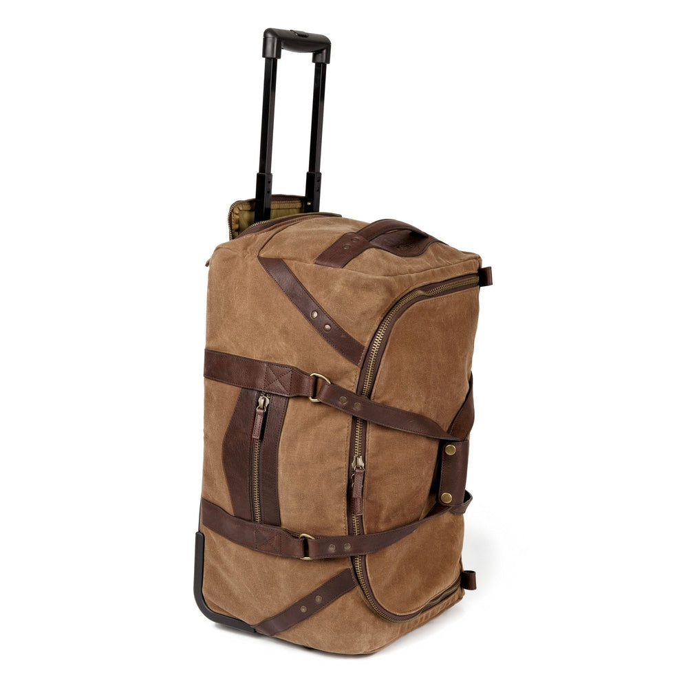 Campaign Waxed Canvas Rolling Carry-On Duffle Bag by Mission Mercantile Leather Goods