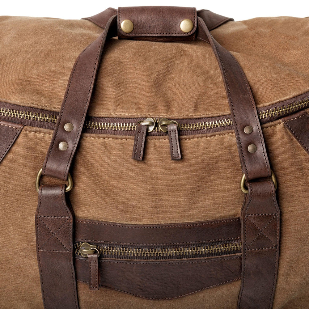 Campaign Waxed Canvas Rolling Carry-On Duffle Bag by Mission Mercantile Leather Goods