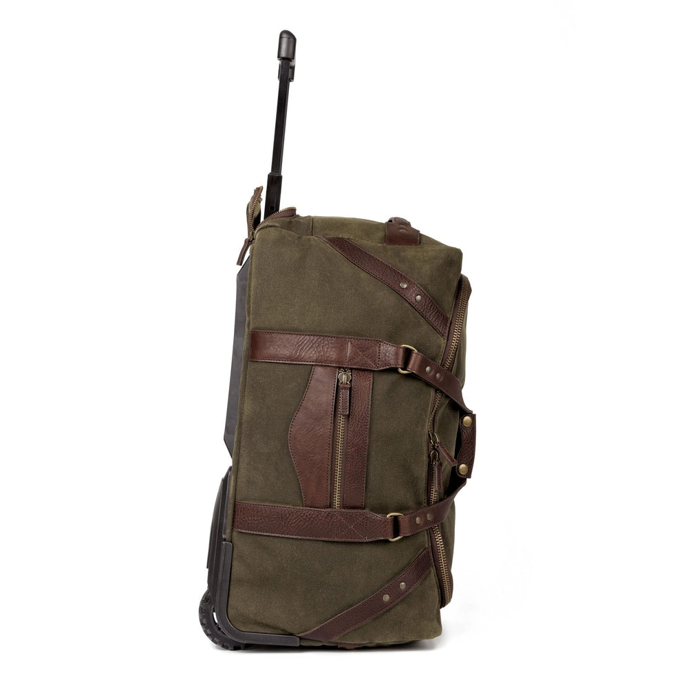 Campaign Waxed Canvas Rolling Carry-On Duffle Bag by Mission Mercantile Leather Goods