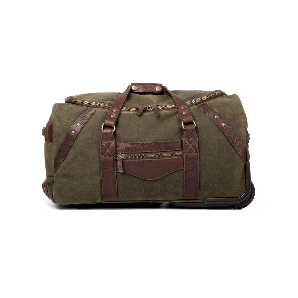 Campaign Waxed Canvas Rolling Carry-On Duffle Bag by Mission Mercantile Leather Goods