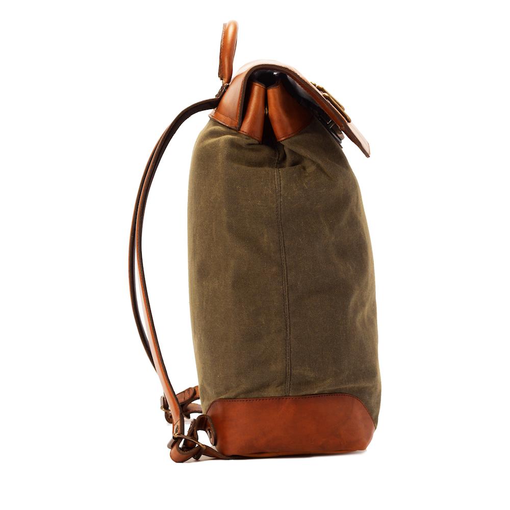 Heritage Waxed Canvas Steamer Backpack No. 2 by Mission Mercantile Leather Goods