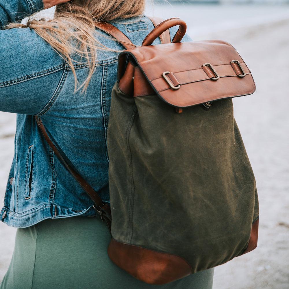 Heritage Waxed Canvas Steamer Backpack No. 2 by Mission Mercantile Leather Goods
