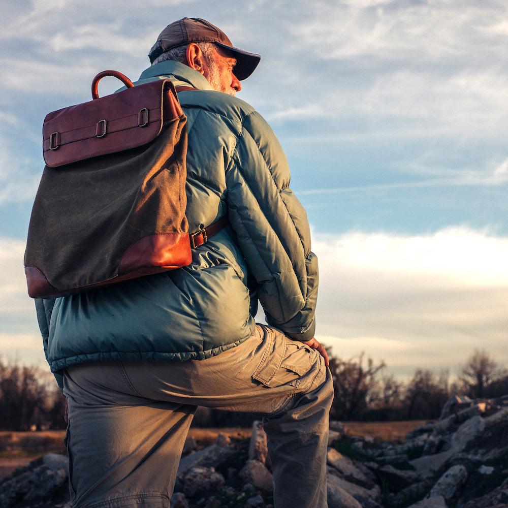 Heritage Waxed Canvas Steamer Backpack No. 2 by Mission Mercantile Leather Goods