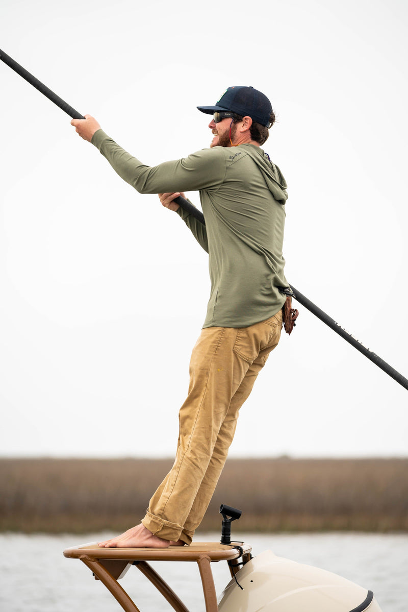Lightweight Bamboo Hoodie River Rock Green | Mallard Bay X Duck Camp