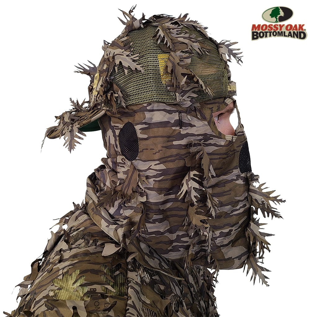 2-in-1 Leafy Camo Hat with Built-in Face Mask (MOSSY OAK & REALTREE Camo, Rear Model) by QuikCamo