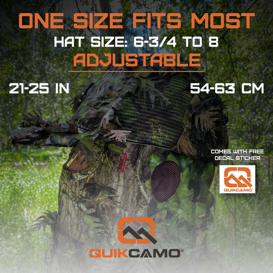 2-in-1 Leafy Cap + Face Mask in Mossy Oak & Realtree Camo (Adjustable, OSFM) by QuikCamo