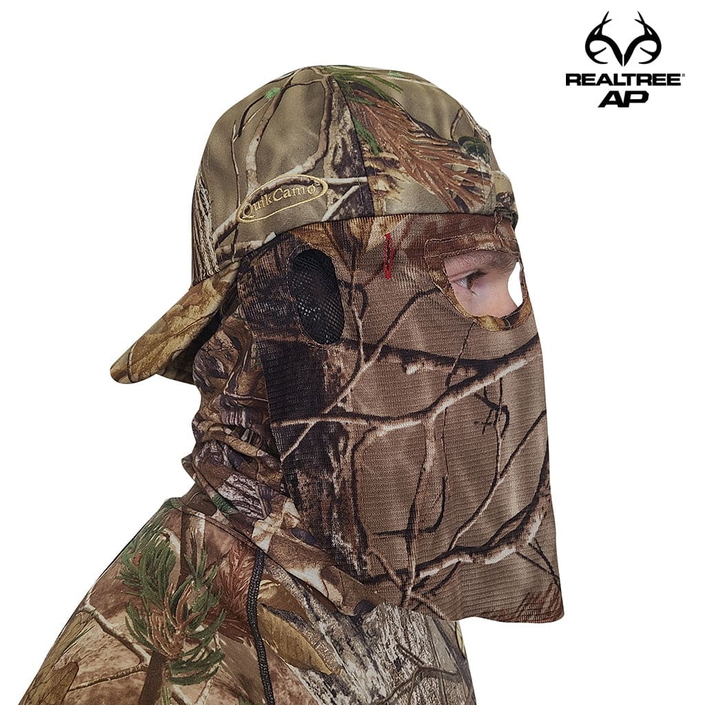 2-in-1 Rear Face Mask Ball Caps (MOSSY OAK & REALTREE Camo) by QuikCamo
