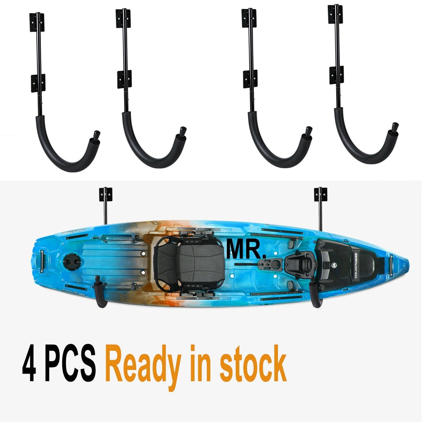 4 PCS Kayak Storage Wall Mount Hanger Rack for Canoe Paddle Kayak Hanging Hook by Plugsus Home Furniture