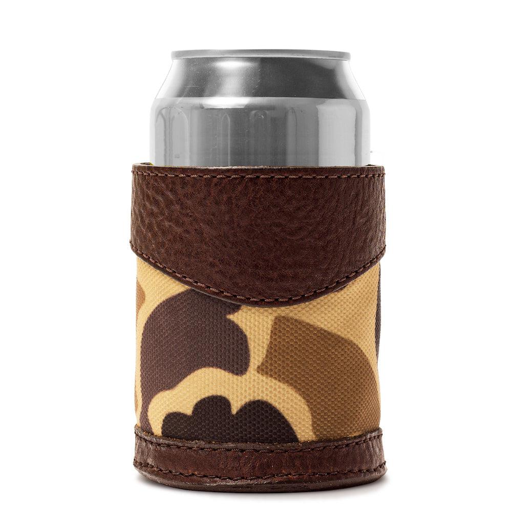 Campaign Leather Can Koozie - Vintage Camo by Mission Mercantile Leather Goods
