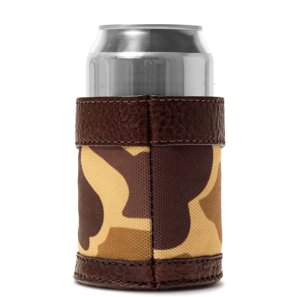 Campaign Leather Can Koozie - Vintage Camo by Mission Mercantile Leather Goods