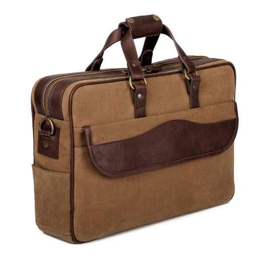 Campaign Waxed Canvas Briefcase by Mission Mercantile Leather Goods