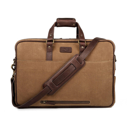 Campaign Waxed Canvas Briefcase by Mission Mercantile Leather Goods