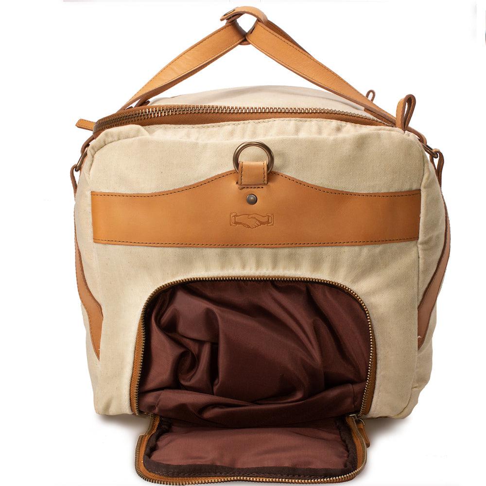 Campaign Waxed Canvas Medium Duffle Bag by Mission Mercantile Leather Goods