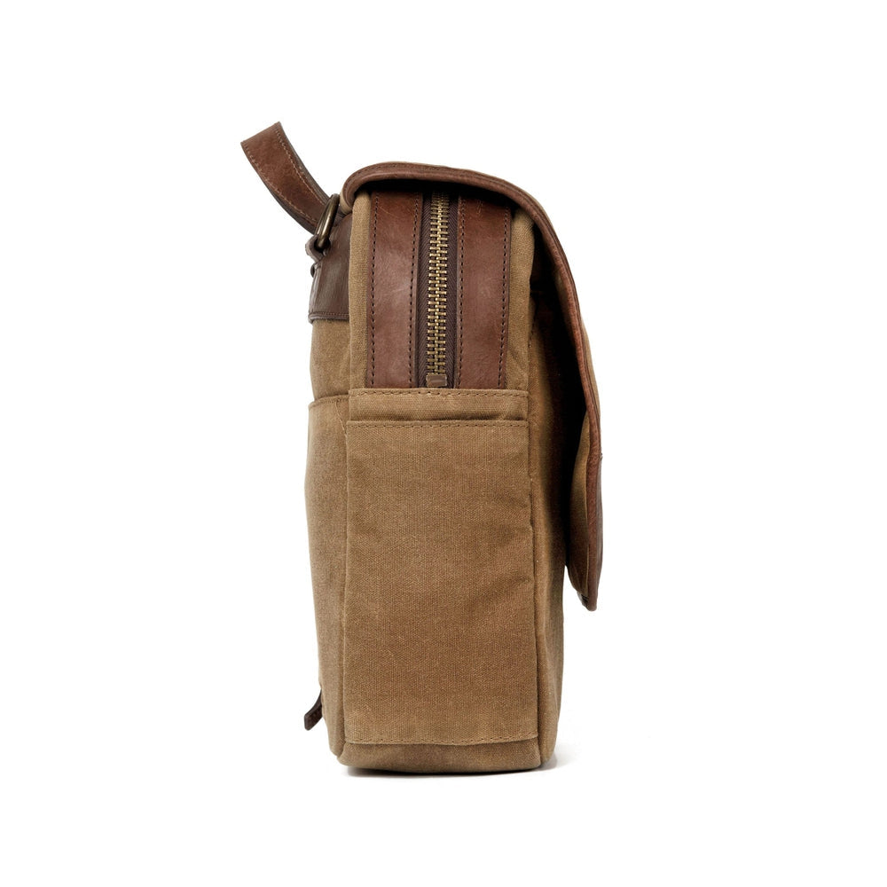 Campaign Waxed Canvas Messenger Bag by Mission Mercantile Leather Goods