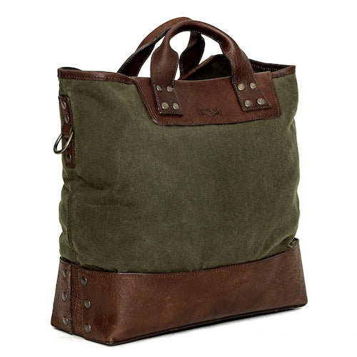 Heritage Waxed Canvas Medium Ice Block Tote Bag by Mission Mercantile Leather Goods