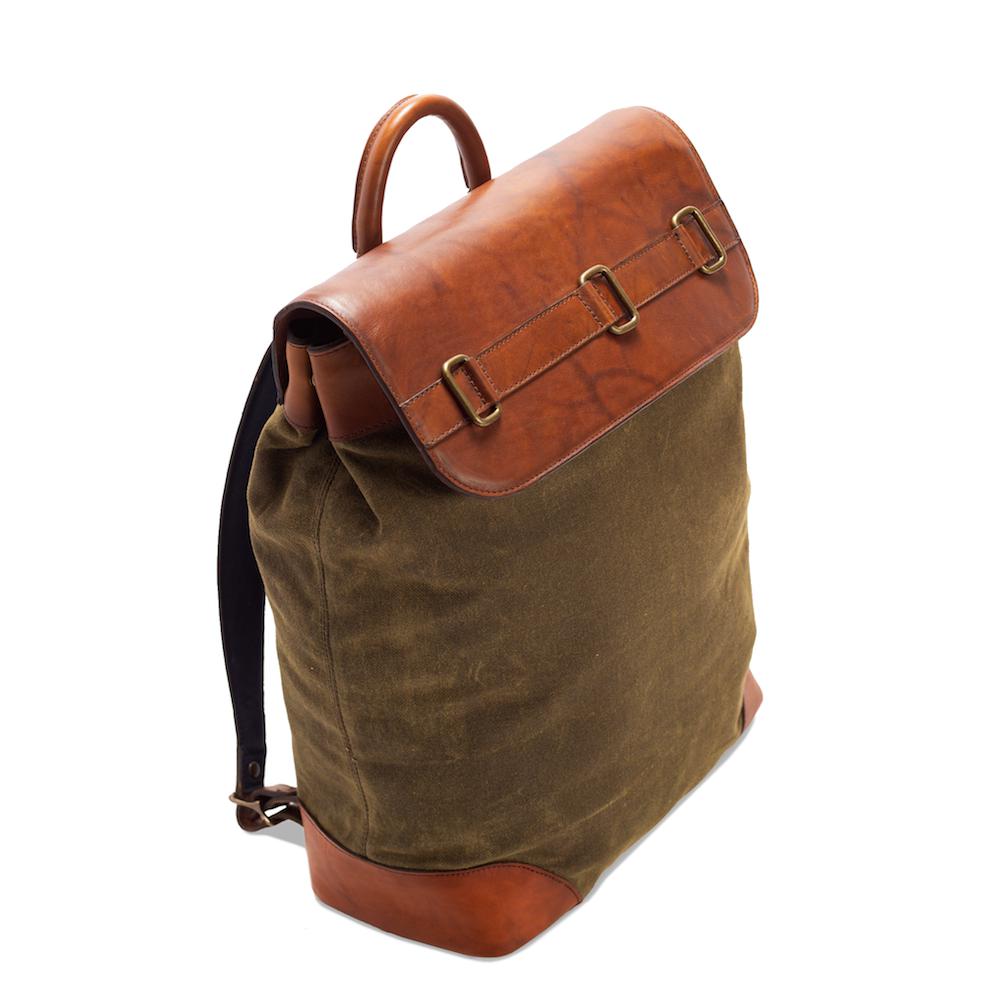 Heritage Waxed Canvas Steamer Backpack No. 2 by Mission Mercantile Leather Goods