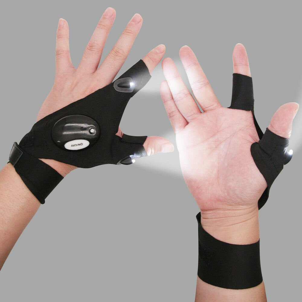LED Flashlight Gloves Light Fingerless Outdoor Fishing Gloves Christmas Gift by Plugsus Home Furniture