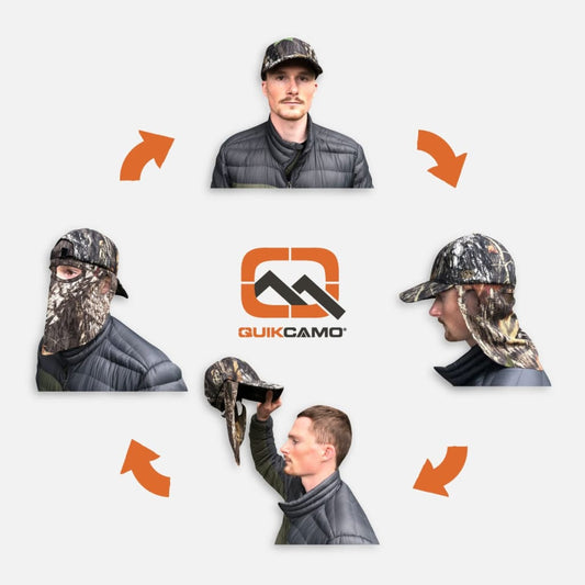 QuikCamo Camo West Hybrid | Camo Hat with Rear Face Concealment (59cm, Fitted 7 3/8) by QuikCamo
