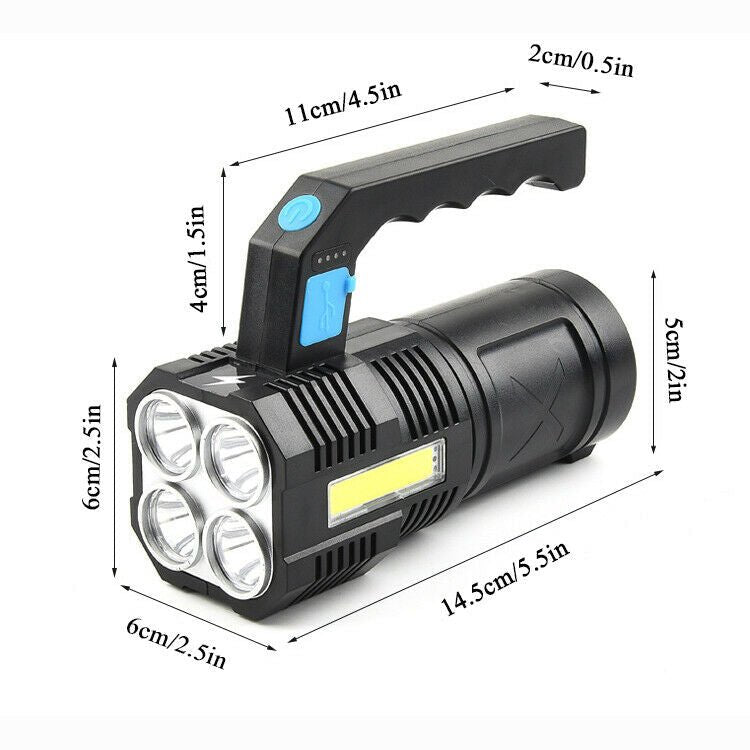 Super Bright 12000000LM LED Torch Flashlight USB Rechargeable Spotlight by Plugsus Home Furniture